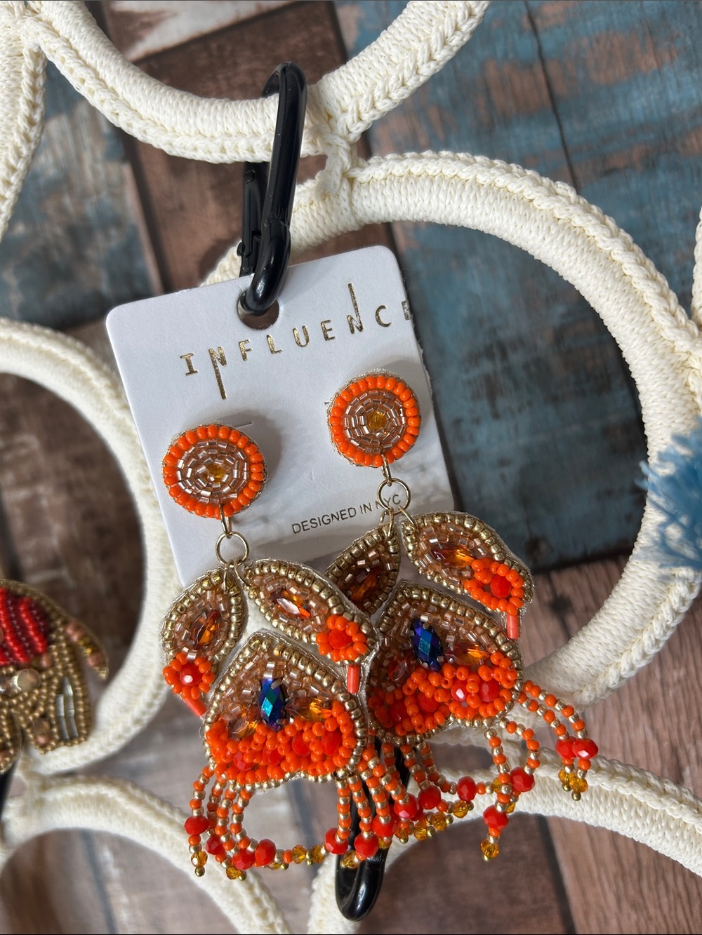 Orange Beaded crab Earrings